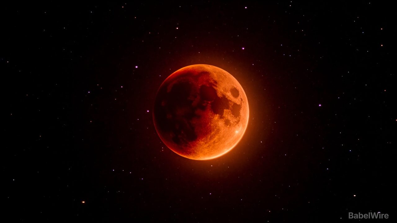 Tiefgreifender partieller Mondfinsternis malt den Mond uber Amerika blutrot