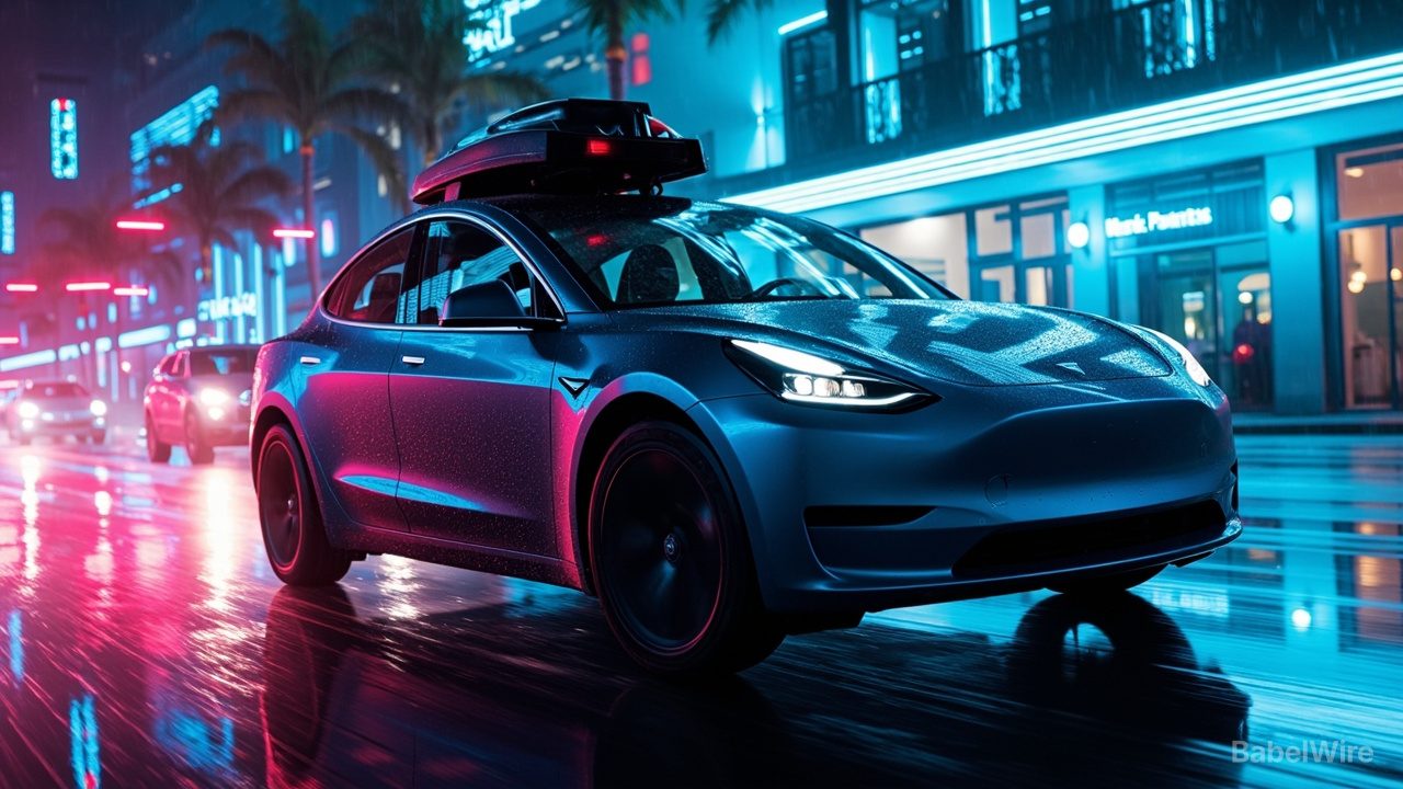 Tesla Robotaxi Miami'ye Geldi — Tamamen Sürücüsüz, Güvenlik Monitörü Yok, Yağmur Nihai Test Oluyor